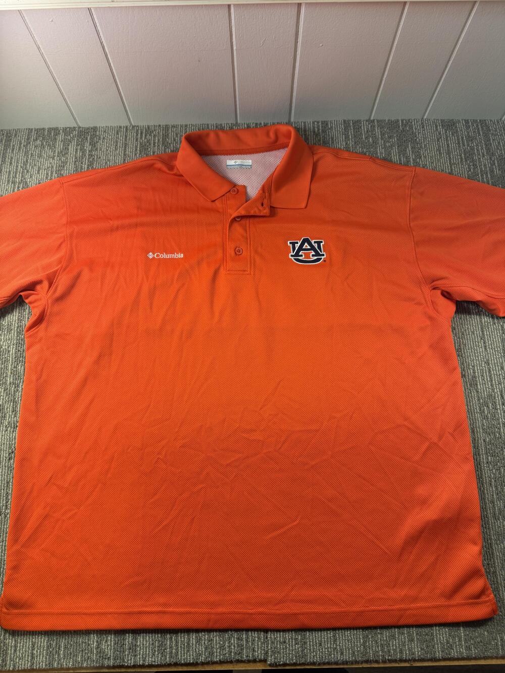 Auburn Tigers Polo Shirt Mens 2XL Orange NCAA Football Columbia Performance